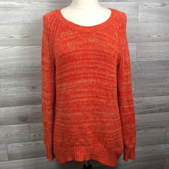 H by bordeaux Sweaters - Heather by Bordeaux Nordstrom Medium Orange Knit Sweater Scoop Neck Long